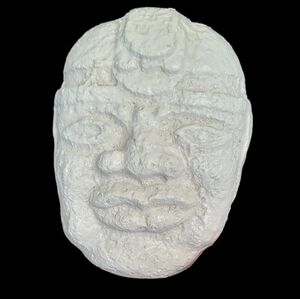 Olmec Mayan Head Elegant Cream Home Art Sculpture